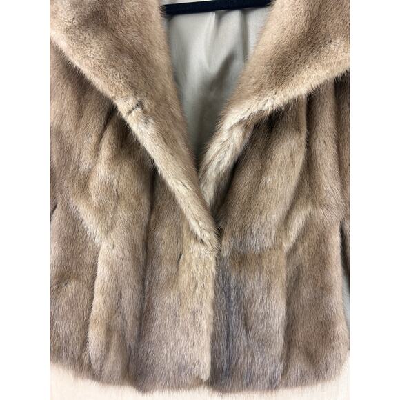 Robert Schechmer NY Vintage Real Fur Cape Brown Shawl Collar Monogrammed - Picture 12 of 12